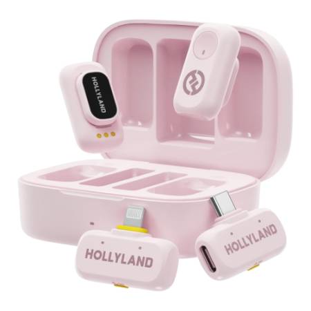 Hollyland LARK A1 Combo (Cloud Pink, USB-C + Lightning) - zestaw mikrofonów bezprzewodowych z etui